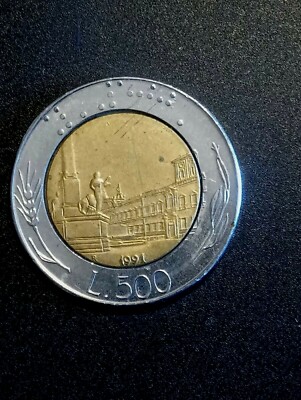 500 LIRE BIMETALLICA ERRORI CONIO REPUBBLICA ITALIANA 1991