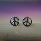 Sterling Silver 925 Peace Ear Stud Earrings