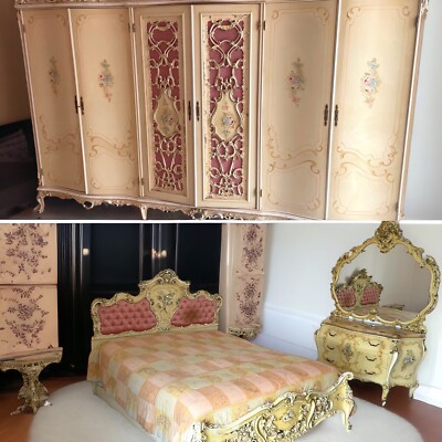 Venezianisches Barock Schlafzimmer 70er Jahre mit edlem rosa Marmor - komplett