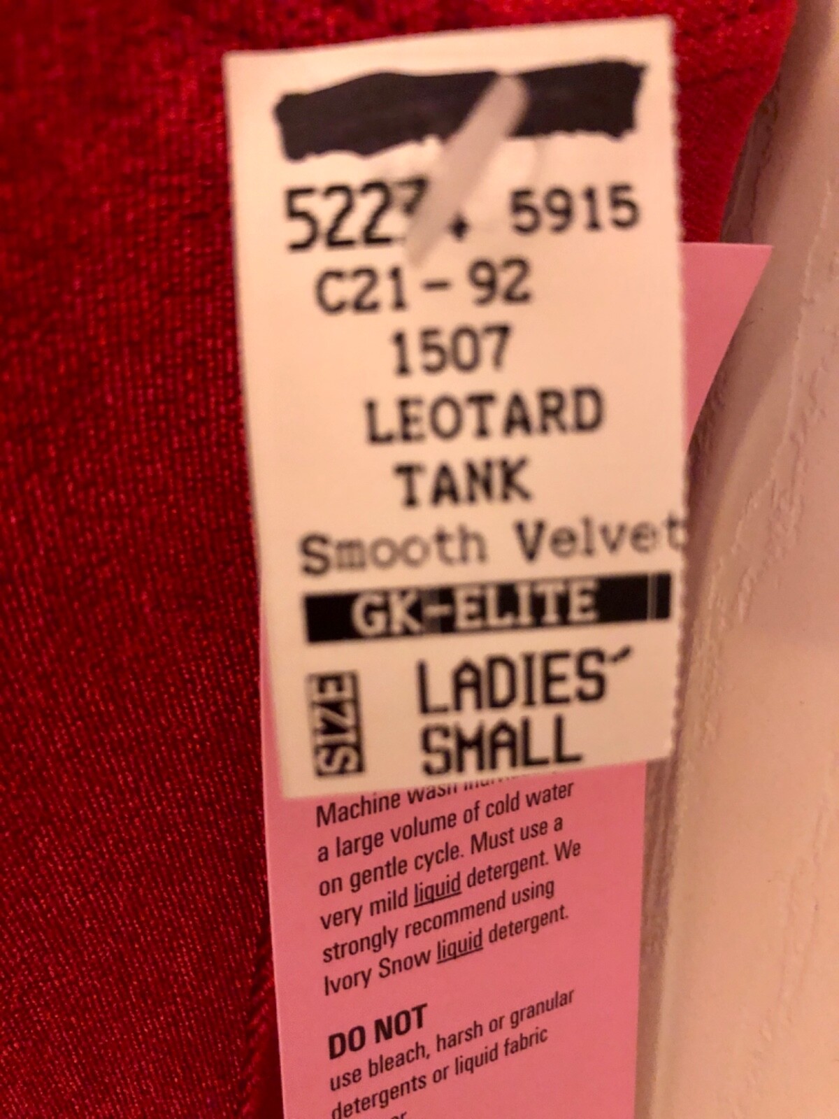 GK CLASSIC TANK LADIES SMALL RED VELVET FAUX WRAP GYMNASTS DANCE LEOTARD AS NWT