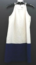 Banana Republic Womens Blue White Jewel Neck Sleeveless Back Zip Shift Dress 0