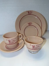 RARE 5pc SALERNOs EL GAUCHO Walker Toltec Red Line Dinner Plate CUP Restaurant