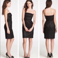 NWT J Crew Black Lace Metallic Tinsel Dress / Size 2