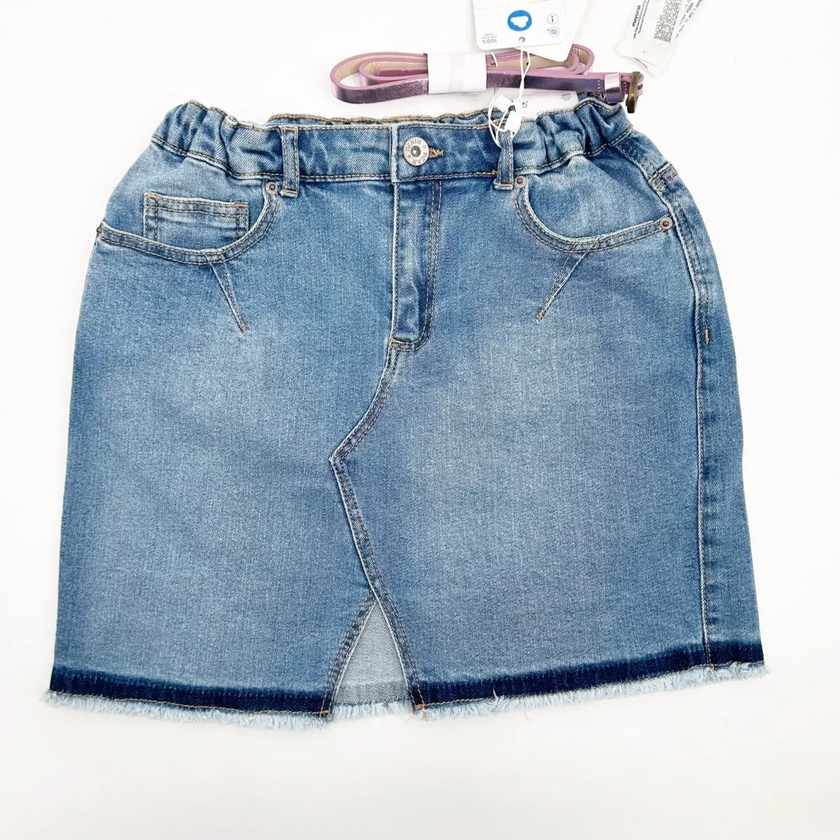 Pink metallic denim clearance skirt