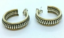 Silpada Sterling Silver Native American Twisted Silver Hoop Earrings 24mm long