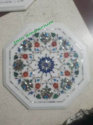 18'' White Marble Table Top malachite dining Coffee Center Inlay stone Lapis i14