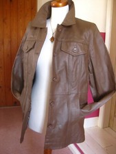 Real Leather Trucker Jacket Xl 22 20 Biker Relaxed Tan Soft Washable Centigrade