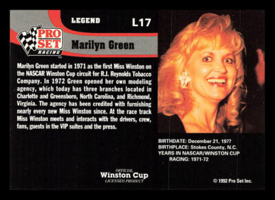 マリリン Marilyn Green #L17 1992 Pro Set Miss Winston | eBay