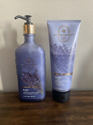 2 NEW Bath & Body Works Aromatherapy LAVENDER VANILLA Body Cream, 8 oz & 6.5 oz