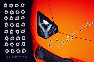 (32) BULLET HOLE STICKERS REALISTIC BULLET DECAL 1'' EACH PIECE