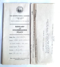 1950 ISRAEL BURGLARY & HOUSEBREAKING POLICY  DOCUMENT OF ORPHANAGE HOME. RARE.