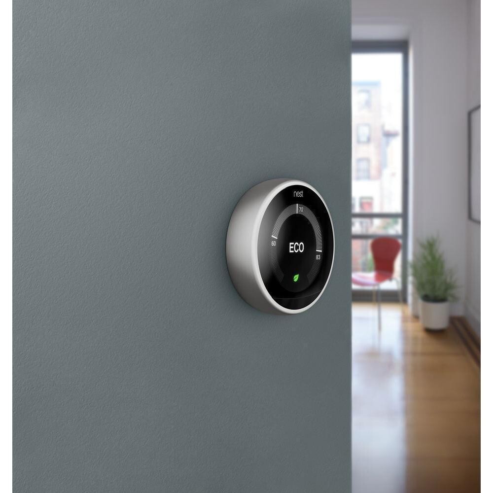 Google Nest 3rd Gen Thermostat Kit: Stainless Steel T3007ES w/FREE