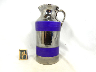 Rare chrome & purple glazed  Bitossi Ceramiche Studio Quatre  pottery vase Italy