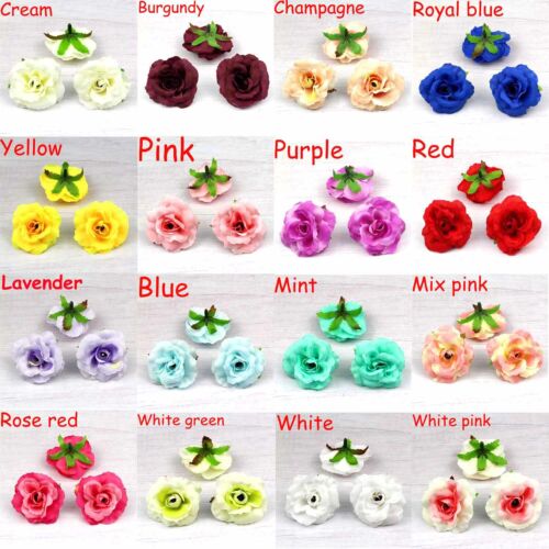10/100Pcs 5cm Silk Rose Heads Artificial Fake Flower Bud DIY Wedding Party Decor - Picture 1 of 30