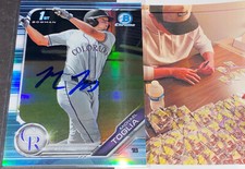 Michael Toglia Rockies Auto Signed 2019 1st Bowman Chrome Sky Blue Refractor .