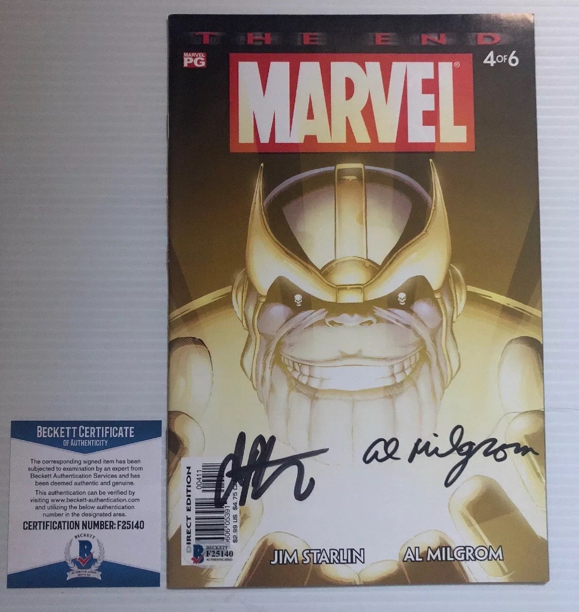 Jim Starlin Al Milgrom Signed Autographed The End Comic Book MARVEL ...