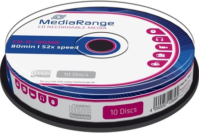 100 CD-R Rohlinge 10x 10 Stück Cake Spindel 700 MB 80 min. 52x Mediarange MR214