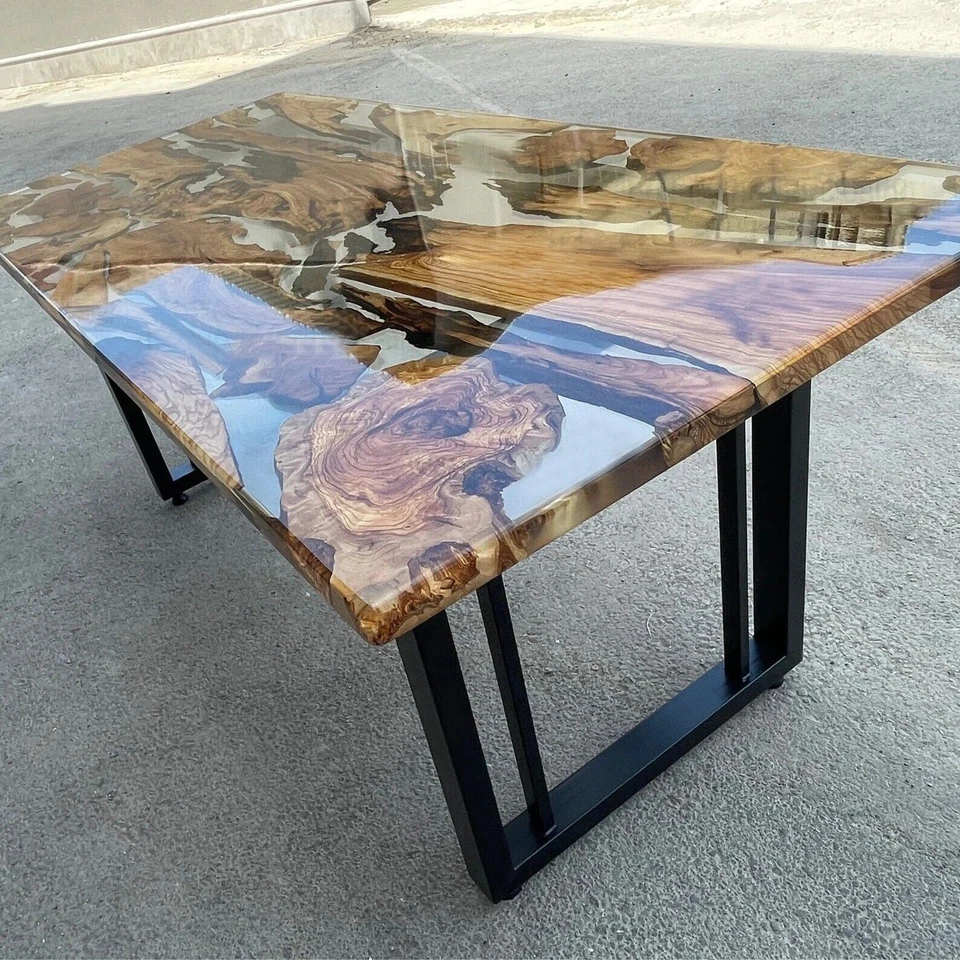 New Clear Epoxy Resin Dining Coffee Table Top Live Edge Table Top Home Decor - Image 2 of 4