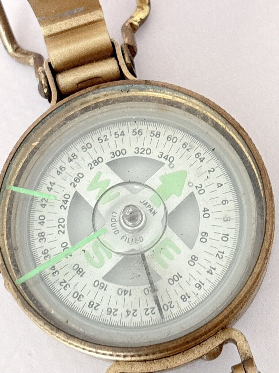 Vintage Metal Lensatic Compass Liquid Filled Made in Japan Vintage Metal Lensatic Compass Liquid Filled Made in Japan