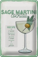 Blechschild Rezept Sage Martini Cocktail Recipe 20X30 Cm Deko Schild Tin Sign