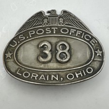 Vintage USPS Post Office US Mail Antique Obsolete Badge No 38 LORAIN, OHIO 1941