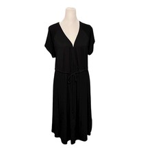 Nicole Miller Black Faux Wrap UPF 50+ Jersey Dress Size XL NWT