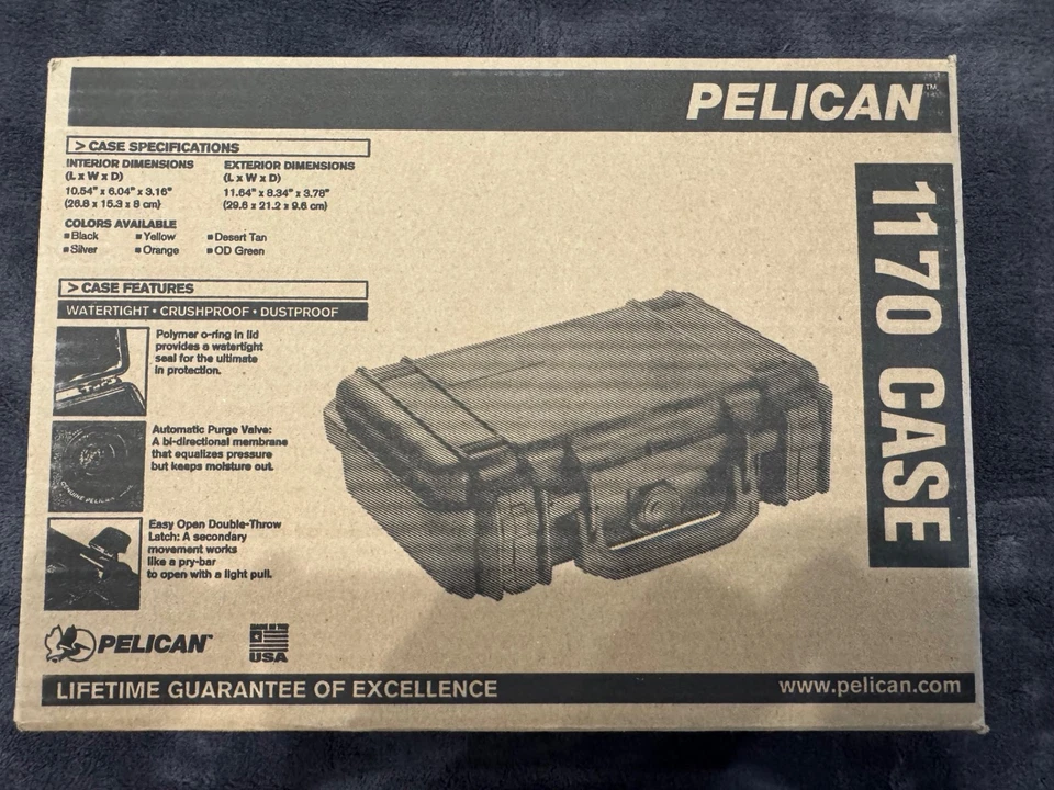 Estojo Pelican 1170 com espuma em bronzeado deserto... NOVO #1170-000-190 - Imagem 2 de 4