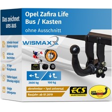 ANHÄNGERKUPPLUNG abnehmbar für Opel Zafira Life ab 19 +7pol E-Satz ABE