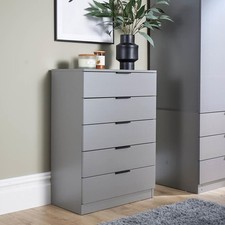 Chest 5 Drawers Grey Bedroom Furniture Clothing Bedside Storage Seconds