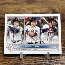 2022 Topps #181 NL RBI Leaders (Adam Duvall / Austin Riley / Ozzie Albies)