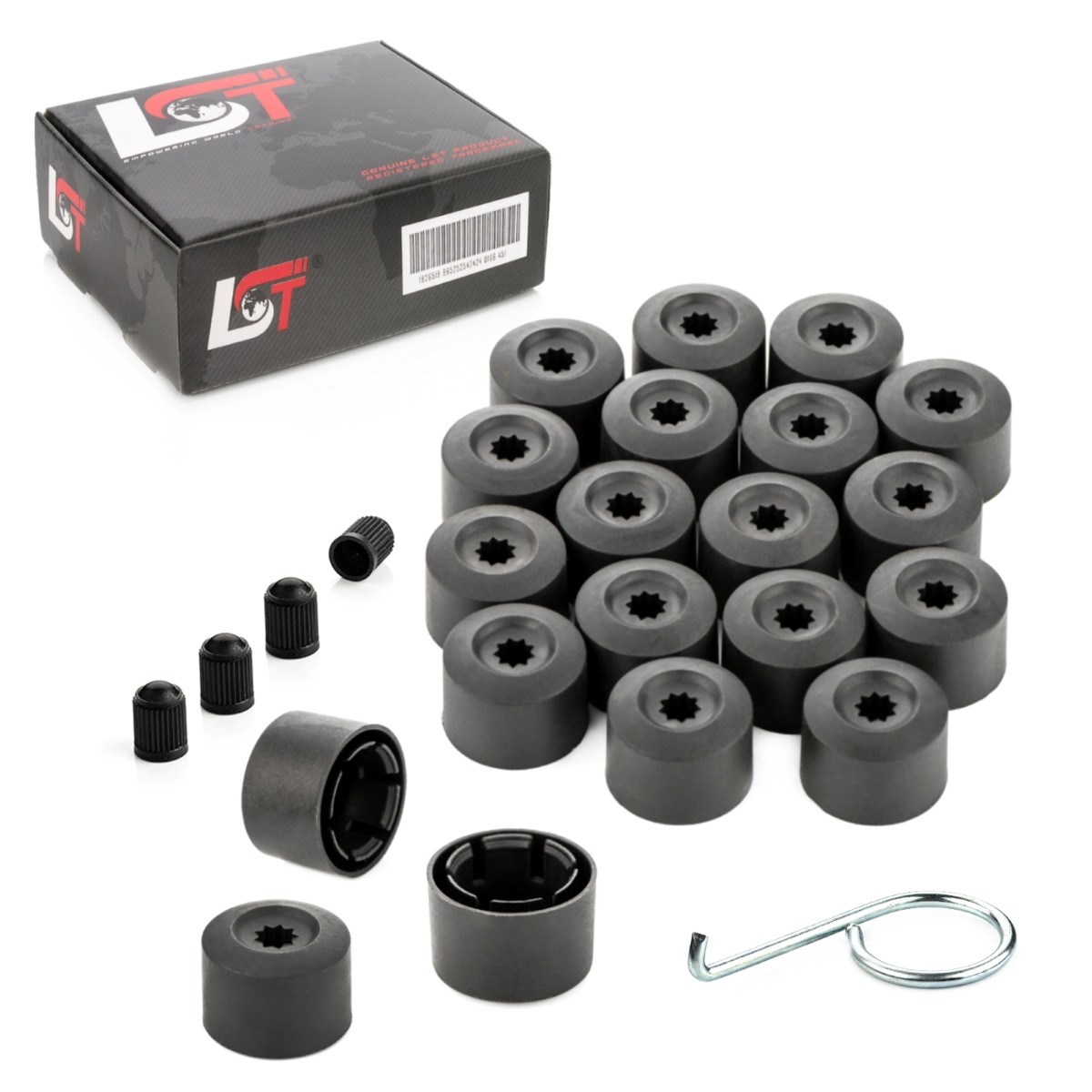 20x Wheel bolt Hexagon Caps theft-proof 0 21/32in black for MAYBACH