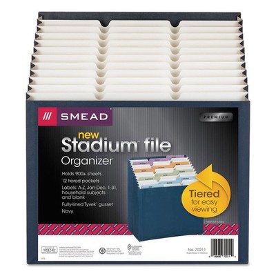 Smead 70211 Letter Size 1/12-Cut Tabs 12 Sections Stadium File - Navy New