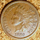 1880 Indian Head Cent - VF+ POLIQUIN VAR-25 PLATE, CRACKED REVERSE DIE (K189)