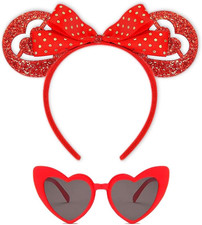 Heart Headband  Red Heart Shape Sunglasses Heart Shaped Sequin Headband for Wom