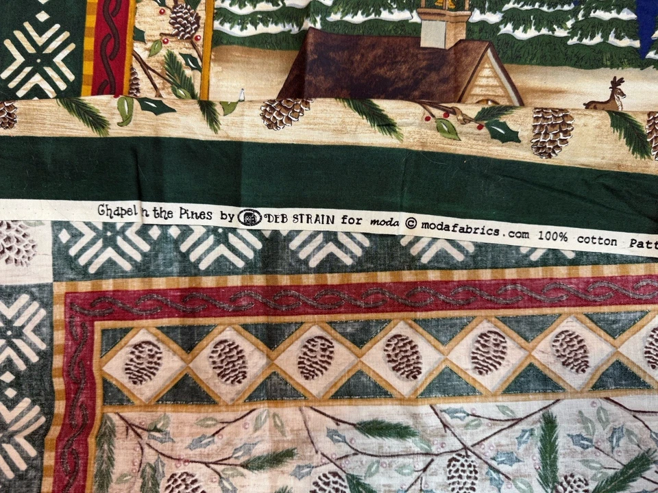 Chapel in the Pines John 3:16 Deb Strain for Moda Fabric Panel OOP 24” x 44” - Image 3 of 4