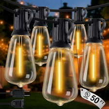 100FT Outdoor LED String Lights 2700K Warm White, Shatterproof ST38