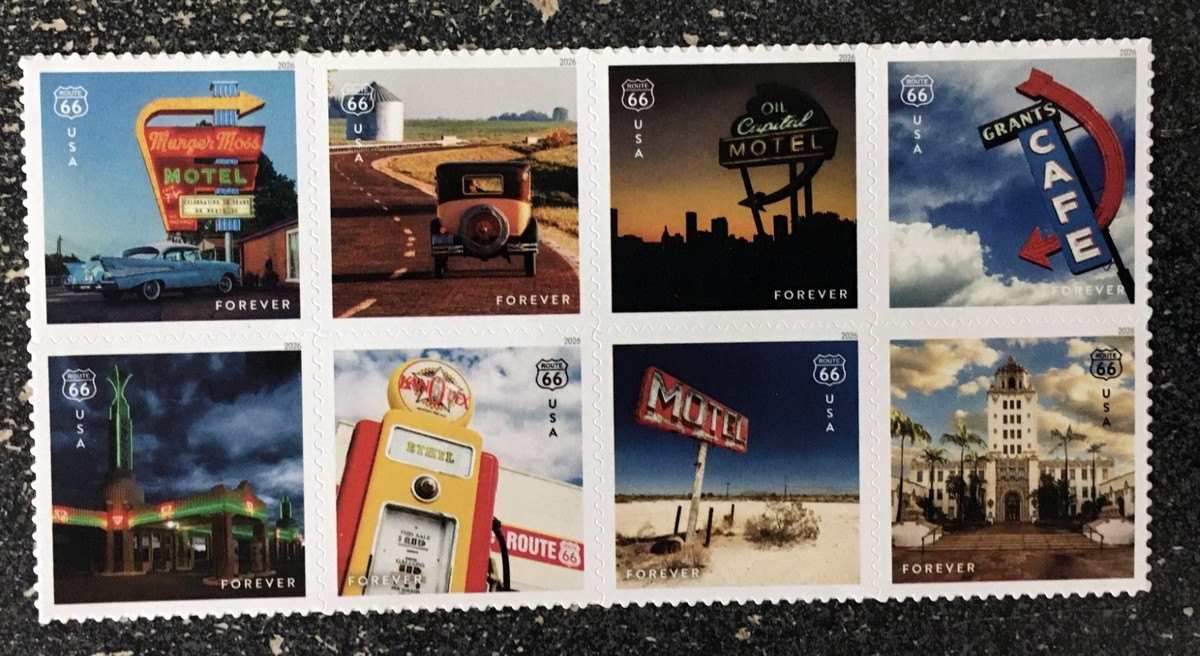 2026USA #6074-6081b Forever Route 66 - Block of 8 Mint Stamps | eBay