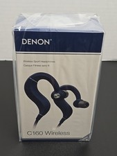 Denon AH-C160W Premium Sound Wireless Bluetooth BLUE Sport Headphones NEW
