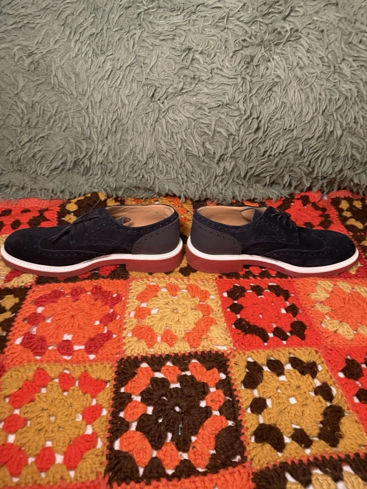 Zapatos Louis Vuitton Azul Gamuza Punta de Ala Parte Inferior Roja 7 1/2 Foto 3 de 4