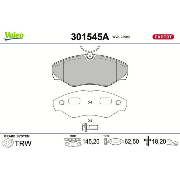Valeo 301545A Bremsbelagsatz FüR Renault Opel Vivaro Trafic Espace Avantime X83-image