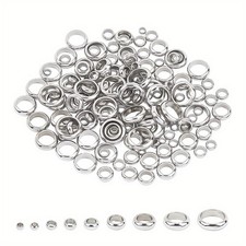 1box 180pcs 9 Sizes Ring Spacer Beads Stainless Steel Beads Metal Spacers Beads