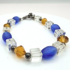 Vintage Y2K Silver Tone Beaded Stretch Bracelet Women's Classic Fashion Jewelry