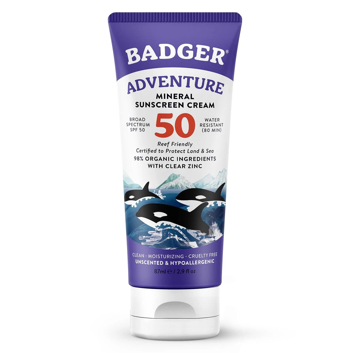 Badger Mineral Sunscreen SPF 50 Zinc Oxide 2.9 Fl Oz (Pack of 1)