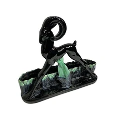 Midcentury Gazelle Pottery by Royal Haeger Planter Glossy Back Green