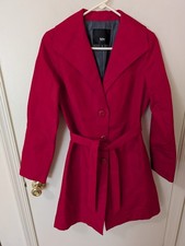 Sz S Mossino Womens Red Belted Trench Coat Ex...