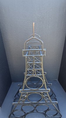16.5  x 7  x 26.5  Eiffel Tower Free Standing Wine Rack Metal Holds 6 Bottles