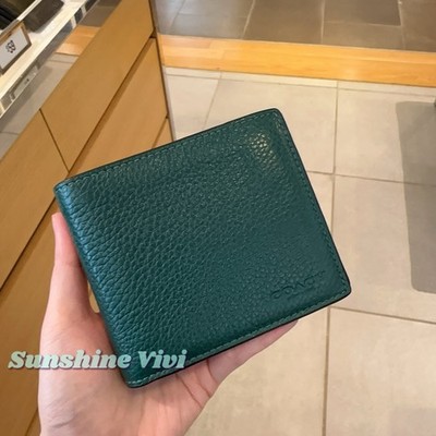 NWT COACH CR398 Men's 3-In-1 Wallet In Refine Pebble Leather