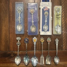 Lot of (10) Vintage Souvenir Collector Spoons Mix Of Brands/locations