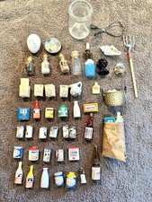 Lot Vintage Dollhouse Miniature Food Pantry Cans Crisco Butter Grocery Bag