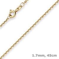 1,7Mm Ankerkette Diamantiert Kette Collier Halskette Aus 375 Gold Gelbgold 45Cm